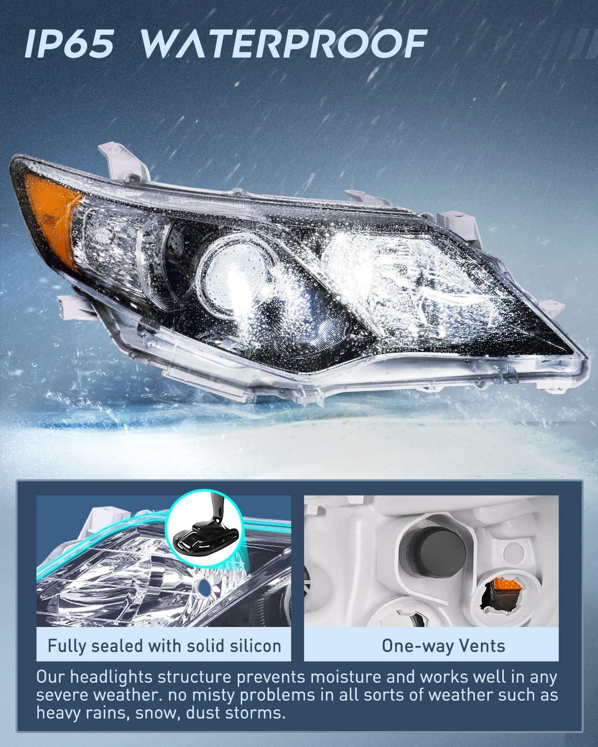 image:imageNilight Headlight Assembly Compatible with 2005 2006 Toyota Camry LE XLE SE Headlamps Replacement Chrome Housing Amber Reflector Upgraded Clear Lens Driver and Passenger SideBlack Housing Amber Reflector