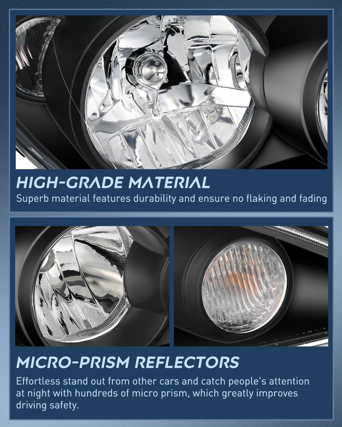 image:imageNilight Headlight Assembly Compatible with 2005 2006 Toyota Camry LE XLE SE Headlamps Replacement Chrome Housing Amber Reflector Upgraded Clear Lens Driver and Passenger SideBlack Housing Amber Reflector