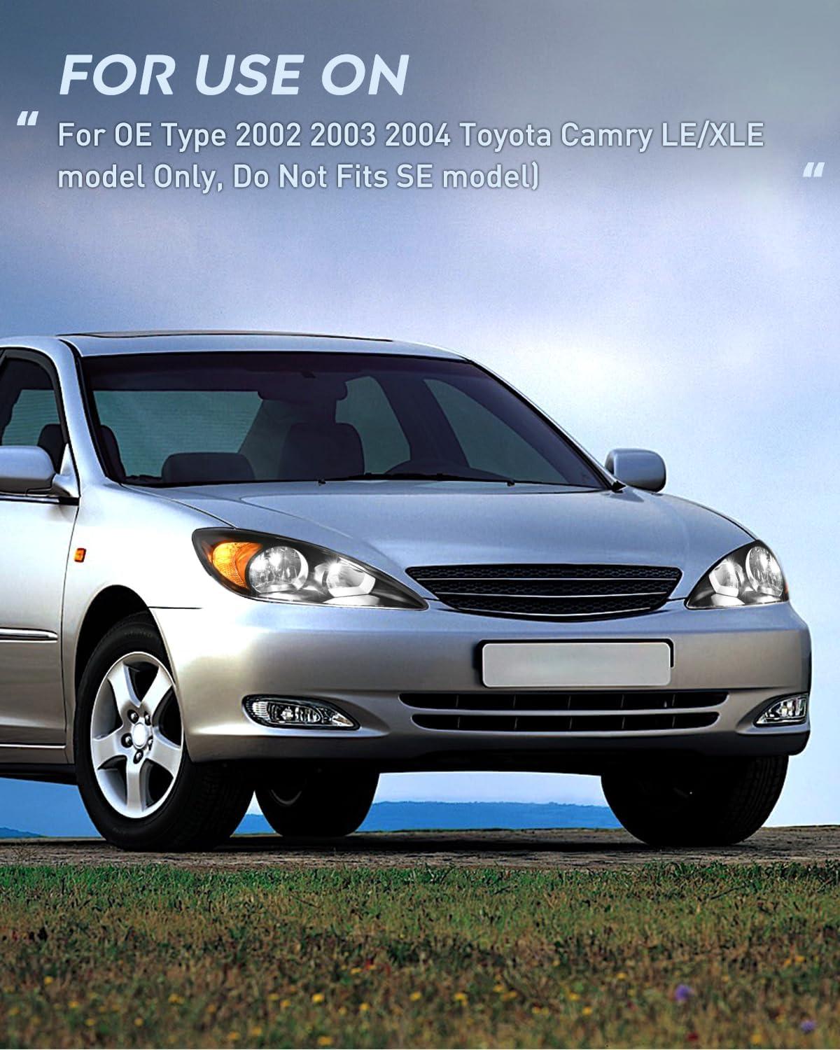 image:imageNilight Headlight Assembly Compatible with 2005 2006 Toyota Camry LE XLE SE Headlamps Replacement Chrome Housing Amber Reflector Upgraded Clear Lens Driver and Passenger SideBlack Housing Amber Reflector