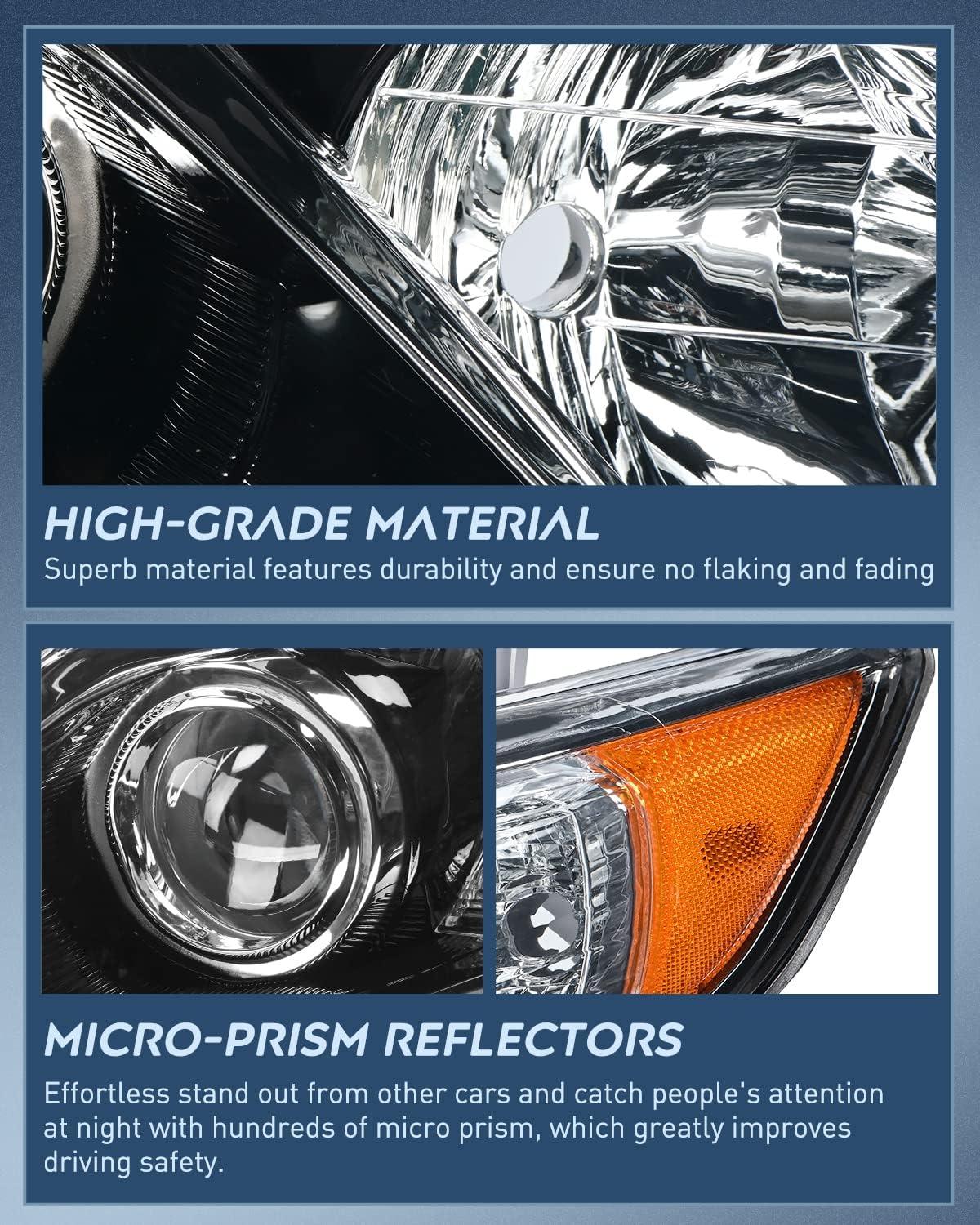 image:imageNilight Headlight Assembly Compatible with 2005 2006 Toyota Camry LE XLE SE Headlamps Replacement Chrome Housing Amber Reflector Upgraded Clear Lens Driver and Passenger SideBlack Housing Amber Reflector