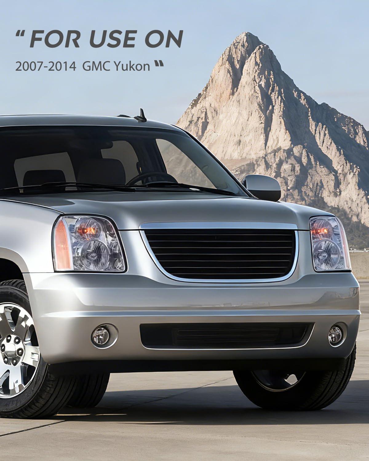 image:imageNilight Headlight Assembly Compatible with 2007 2008 2009 2010 2011 2012 2013 2014 GMC Yukon Halogen Type Factory OE Style Replacement Chrome Housing Amber Reflector Passenger and Driver SideChrome Housing Amber Reflector