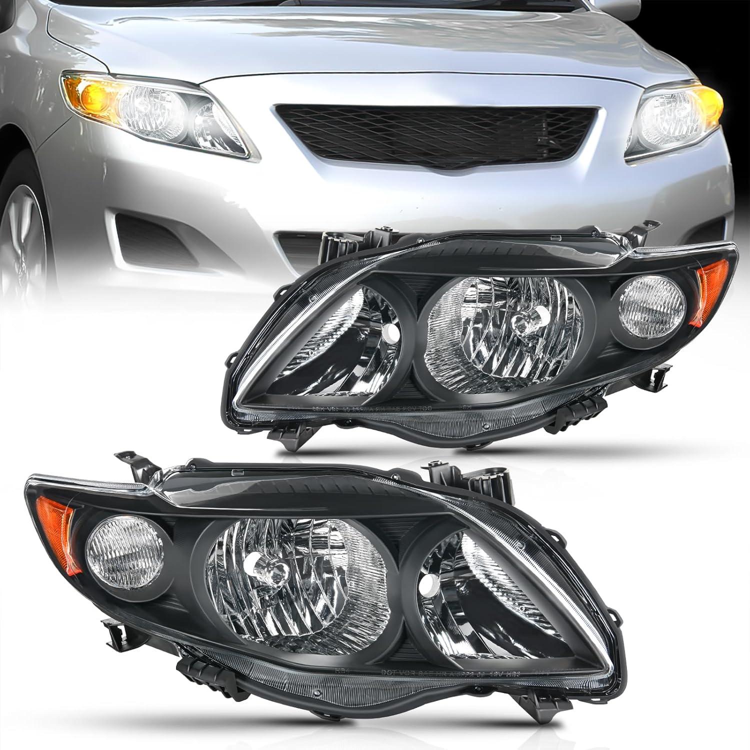 image:imageNilight Headlight Assembly Compatible with 2009 2010 Toyota Corolla XLELEBase Replacement Headlamp Chrome Housing Amber Reflector Driver and Passenger SideNot fit S or XRS TrimBlack Housing Amber Reflector