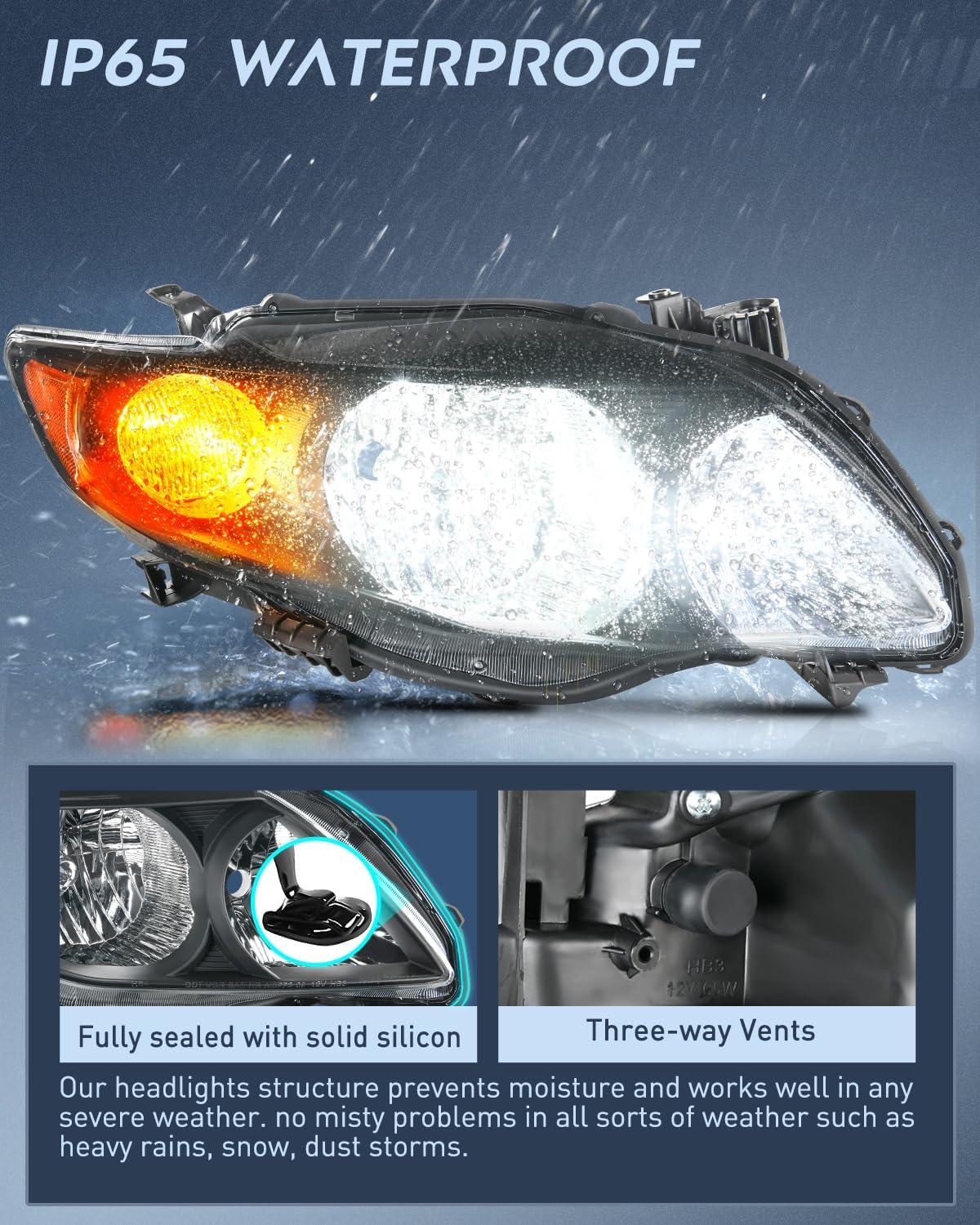 image:imageNilight Headlight Assembly Compatible with 2009 2010 Toyota Corolla XLELEBase Replacement Headlamp Chrome Housing Amber Reflector Driver and Passenger SideNot fit S or XRS TrimBlack Housing Amber Reflector