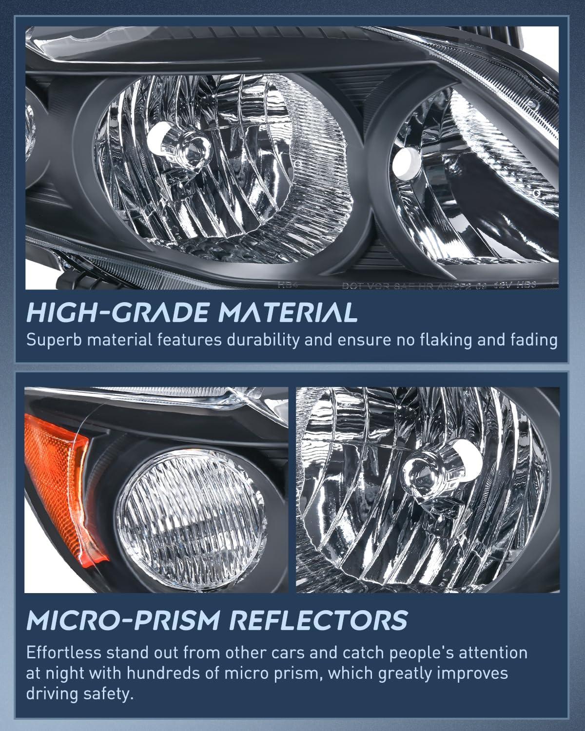 image:imageNilight Headlight Assembly Compatible with 2009 2010 Toyota Corolla XLELEBase Replacement Headlamp Chrome Housing Amber Reflector Driver and Passenger SideNot fit S or XRS TrimBlack Housing Amber Reflector