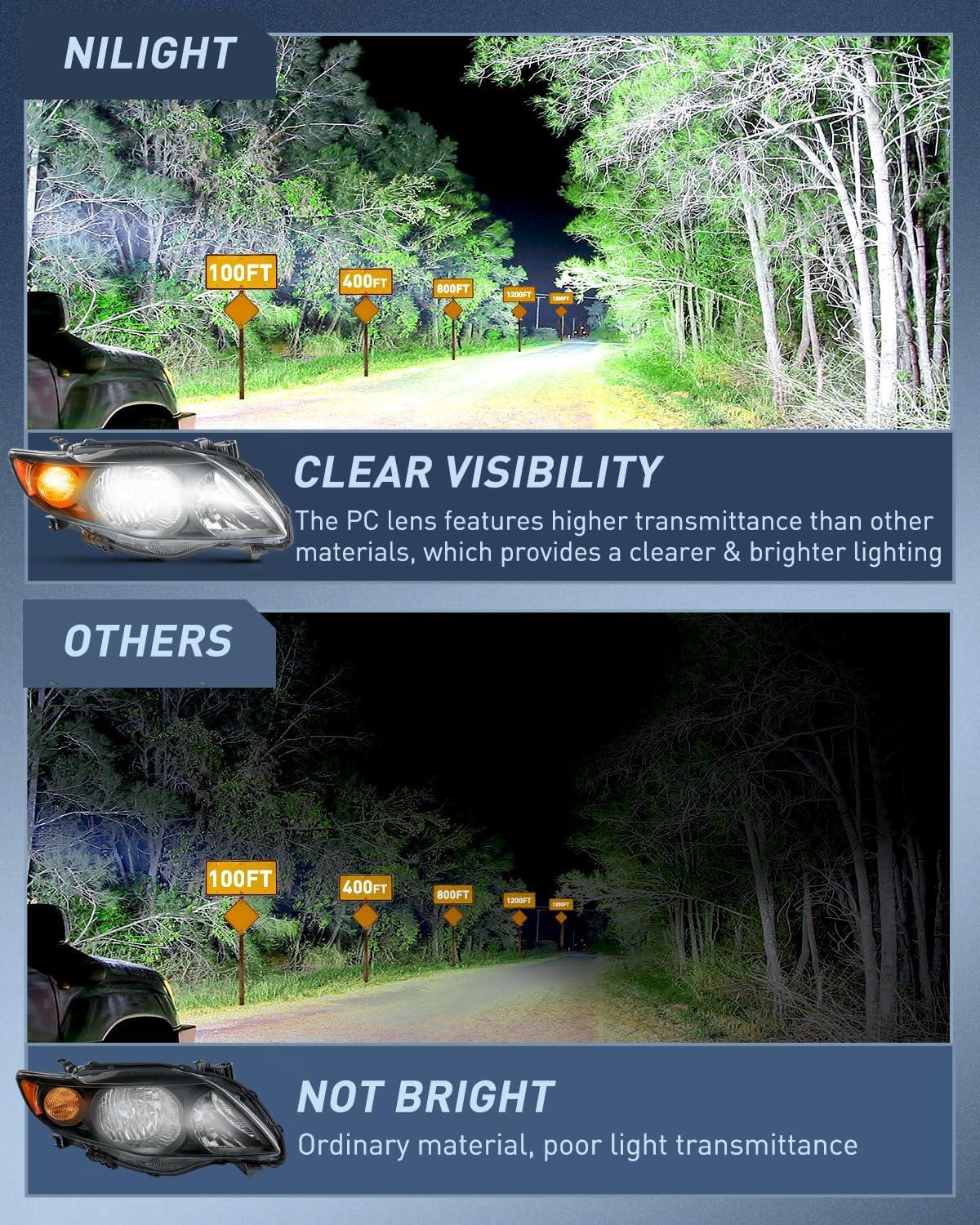 image:imageNilight Headlight Assembly Compatible with 2009 2010 Toyota Corolla XLELEBase Replacement Headlamp Chrome Housing Amber Reflector Driver and Passenger SideNot fit S or XRS TrimBlack Housing Amber Reflector