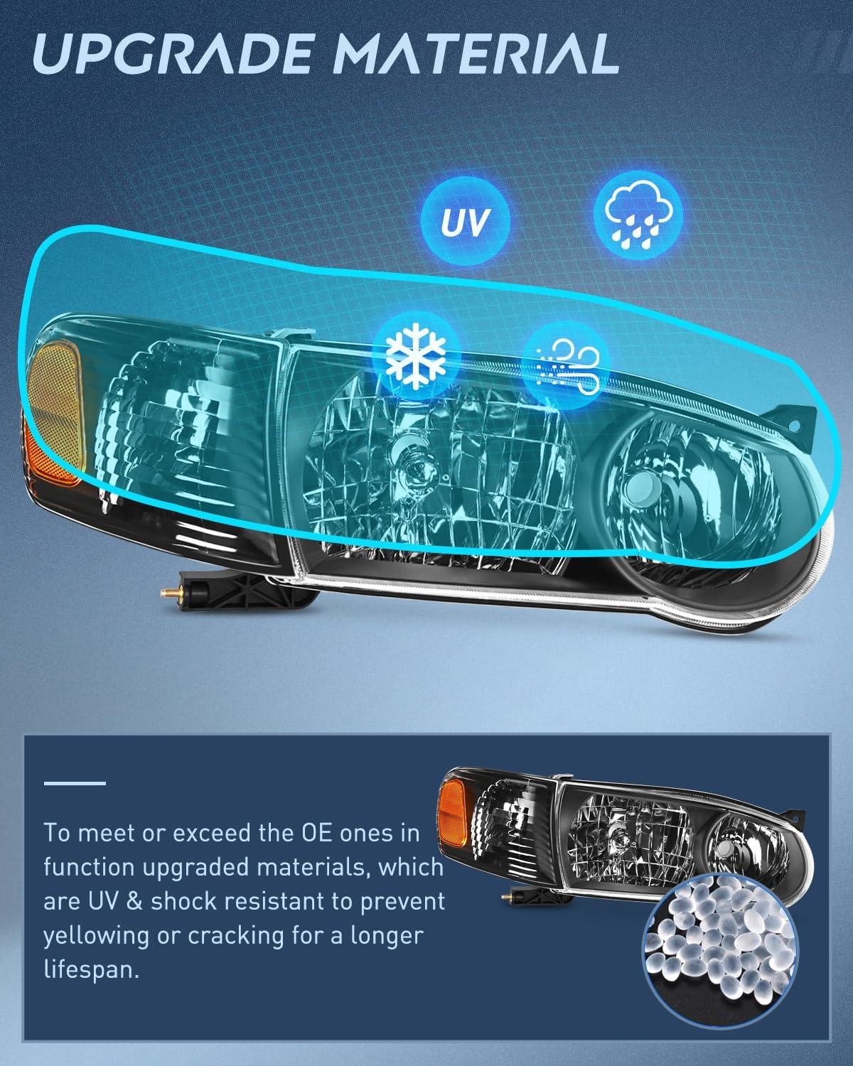 image:imageNilight Headlight Assembly Compatible with 2009 2010 Toyota Corolla XLELEBase Replacement Headlamp Chrome Housing Amber Reflector Driver and Passenger SideNot fit S or XRS TrimBlack Housing Amber Reflector