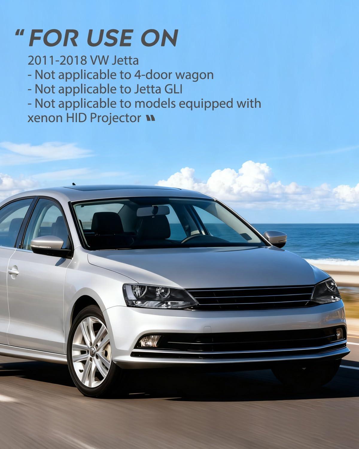 image:imageNilight Headlight Assembly Compatible with 2011 2012 2013 2014 2015 2016 2017 2018 Volkswagen Jetta MK6 OE Style Replacement Black Housing Clear Reflector Halogen Headlamps Driver and Passenger Side