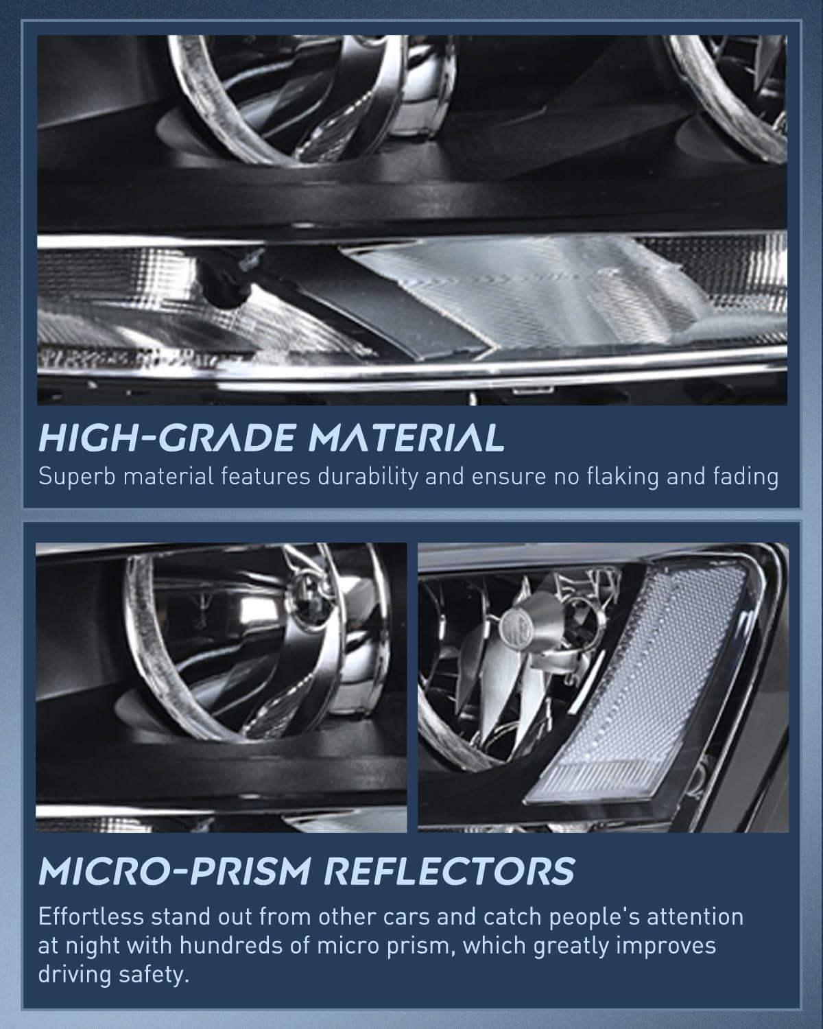 image:imageNilight Headlight Assembly Compatible with 2011 2012 2013 2014 2015 2016 2017 2018 Volkswagen Jetta MK6 OE Style Replacement Black Housing Clear Reflector Halogen Headlamps Driver and Passenger Side