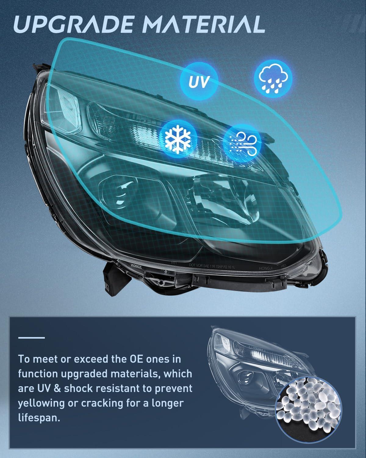 image:imageNilight Headlight Assembly Compatible with 2016 2017 Chevy Equinox OE Style Projector Replacement Halogen Headlights Black Housing Amber Reflector Headlamp Passenger and Driver SideBlack Housing Clear Reflector