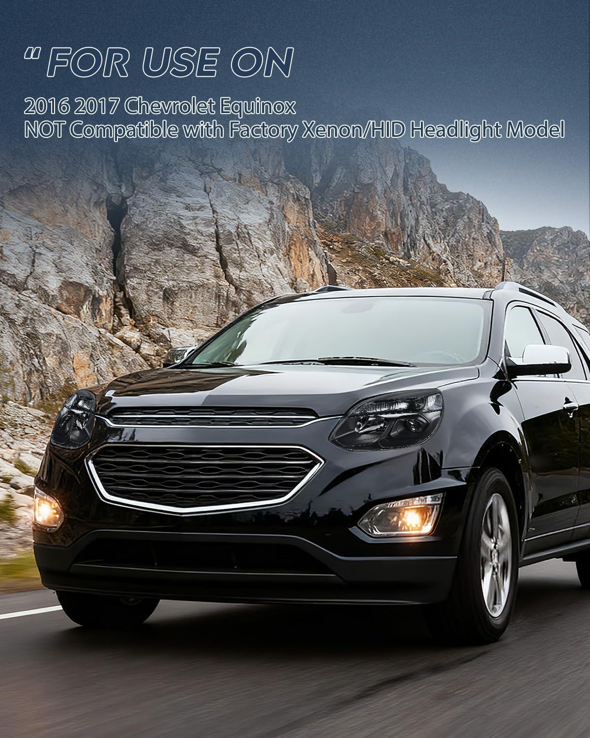 image:imageNilight Headlight Assembly Compatible with 2016 2017 Chevy Equinox OE Style Projector Replacement Halogen Headlights Black Housing Amber Reflector Headlamp Passenger and Driver SideBlack Housing Clear Reflector
