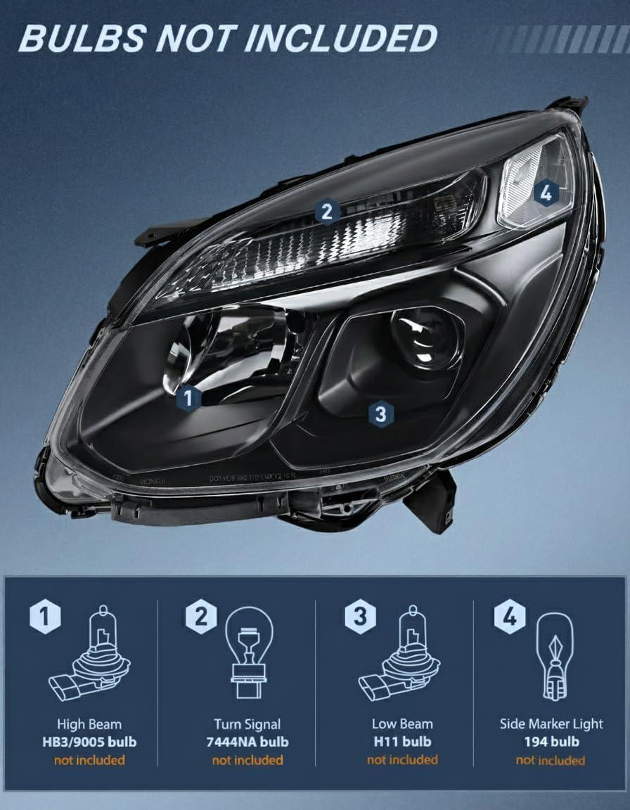 image:imageNilight Headlight Assembly Compatible with 2016 2017 Chevy Equinox OE Style Projector Replacement Halogen Headlights Black Housing Amber Reflector Headlamp Passenger and Driver SideBlack Housing Clear Reflector