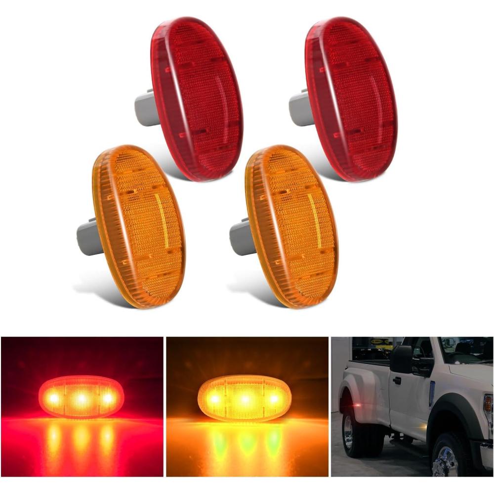 image:imageNilight 25 Inch Oval Side Marker Clearance Light 2 LED 8 Pack White Lens Amber Light 80LM High Lumen Waterproof Surface Mount 12V Direct Wire for Truck Trailer Boat RV SemiAmberRed F250 350 450 550 20112022