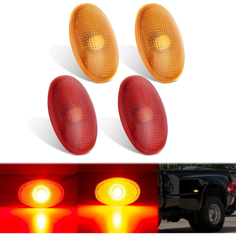 image:imageNilight 25 Inch Oval Side Marker Clearance Light 2 LED 8 Pack White Lens Amber Light 80LM High Lumen Waterproof Surface Mount 12V Direct Wire for Truck Trailer Boat RV SemiAmberRed F350 450 550 19992010