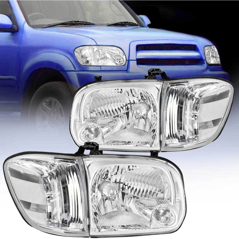 image:imageNilight Headlight Assembly Compatible for 2005 2006 Toyota Tundra 4 Door Double Crew Cab 2007 Sequoia Pickup Replacement Chrome Housing Clear Reflector Driver Passenger SideChrome Housing Clear Reflector