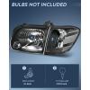 Nilight Headlight Assembly Compatible for 2005 2006 Toyota Tundra 4 Door Double Crew Cab 2007 Sequoia Pickup Replacement Chrome Housing Clear Reflector Driver Passenger Side(Black Housing+ Clear Reflector)