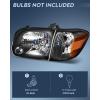 Nilight Headlight Assembly Compatible for 2005 2006 Toyota Tundra 4 Door Double Crew Cab 2007 Sequoia Pickup Replacement Chrome Housing Clear Reflector Driver Passenger Side(Black Housing+ Amber Reflector)