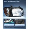 Nilight Headlight Assembly Compatible for 2005 2006 Toyota Tundra 4 Door Double Crew Cab 2007 Sequoia Pickup Replacement Chrome Housing Clear Reflector Driver Passenger Side(Black Housing+ Amber Reflector)
