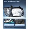Nilight Headlight Assembly Compatible for 2005 2006 Toyota Tundra 4 Door Double Crew Cab 2007 Sequoia Pickup Replacement Chrome Housing Clear Reflector Driver Passenger Side(Black Housing+ Clear Reflector)