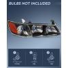 Nilight Headlight Assembly Compatible with 2005 2006 Toyota Camry LE XLE SE Headlamps Replacement Chrome Housing Amber Reflector Upgraded Clear Lens Driver and Passenger Side(Black Housing+ Amber Reflector)