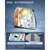 Nilight Headlight Assembly Compatible with 2007 2008 2009 2010 2011 2012 2013 2014 GMC Yukon Halogen Type Factory OE Style Replacement Chrome Housing Amber Reflector Passenger and Driver Side(Chrome Housing Amber Reflector)