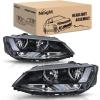 Nilight Headlight Assembly Compatible with 2011 2012 2013 2014 2015 2016 2017 2018 Volkswagen Jetta MK6 OE Style Replacement Black Housing Clear Reflector Halogen Headlamps Driver and Passenger Side