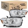Nilight Headlights Assembly for Toyota Highlander 2008 2009 2010 Headlamp Chrome Housing Amber Reflector(Chrome Housing+ Amber Reflector)
