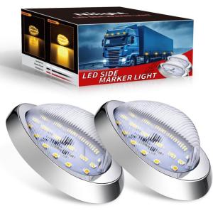 Nilight 2.5 Inch Oval Side Marker Clearance Light 2 LED 8 Pack White Lens Amber Light 80LM High Lumen Waterproof Surface Mount 12V Direct Wire for Truck Trailer Boat RV Semi(Clear Amber-Universal 6inch Teardrop)