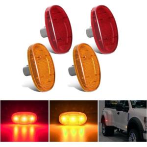 Nilight 2.5 Inch Oval Side Marker Clearance Light 2 LED 8 Pack White Lens Amber Light 80LM High Lumen Waterproof Surface Mount 12V Direct Wire for Truck Trailer Boat RV Semi(Amber/Red -F250 350 450 550 2011-2022)