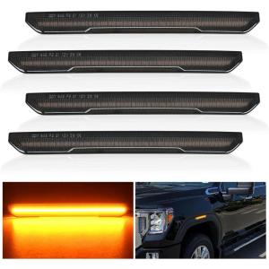 Nilight 2.5 Inch Oval Side Marker Clearance Light 2 LED 8 Pack White Lens Amber Light 80LM High Lumen Waterproof Surface Mount 12V Direct Wire for Truck Trailer Boat RV Semi(Smoked Amber -Sierra 2500HD 3500HD 2020-2024)