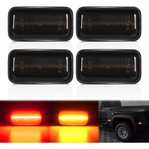 Nilight 2.5 Inch Oval Side Marker Clearance Light 2 LED 8 Pack White Lens Amber Light 80LM High Lumen Waterproof Surface Mount 12V Direct Wire for Truck Trailer Boat RV Semi(Smoked Amber/Red -Silverado/Sierra 2015-2020)