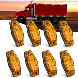Nilight 2.5 Inch Oval Side Marker Clearance Light 2 LED 8 Pack White Lens Amber Light 80LM High Lumen Waterproof Surface Mount 12V Direct Wire for Truck Trailer Boat RV Semi(Amber-Universal 2.5inch Oval)