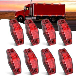 Nilight 2.5 Inch Oval Side Marker Clearance Light 2 LED 8 Pack White Lens Amber Light 80LM High Lumen Waterproof Surface Mount 12V Direct Wire for Truck Trailer Boat RV Semi(Red-Universal 2.5inch Oval)