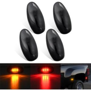 Nilight 2.5 Inch Oval Side Marker Clearance Light 2 LED 8 Pack White Lens Amber Light 80LM High Lumen Waterproof Surface Mount 12V Direct Wire for Truck Trailer Boat RV Semi(Smoked Amber/Red -Silverado/Sierra 2001-2014)