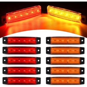 Nilight 2.5 Inch Oval Side Marker Clearance Light 2 LED 8 Pack White Lens Amber Light 80LM High Lumen Waterproof Surface Mount 12V Direct Wire for Truck Trailer Boat RV Semi(Amber/Red -Universal)