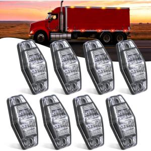 Nilight 2.5 Inch Oval Side Marker Clearance Light 2 LED 8 Pack White Lens Amber Light 80LM High Lumen Waterproof Surface Mount 12V Direct Wire for Truck Trailer Boat RV Semi(Clear Amber/Red-Universal 2.5inch Oval)