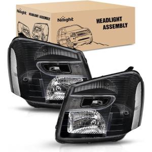 Nilight Headlight Assembly Compatible with 2016 2017 Chevy Equinox OE Style Projector Replacement Halogen Headlights Black Housing Amber Reflector Headlamp Passenger and Driver Side(Black Housing Clear Reflector)