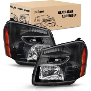 Nilight Headlight Assembly Compatible with 2016 2017 Chevy Equinox OE Style Projector Replacement Halogen Headlights Black Housing Amber Reflector Headlamp Passenger and Driver Side(Black Housing Amber Reflector)