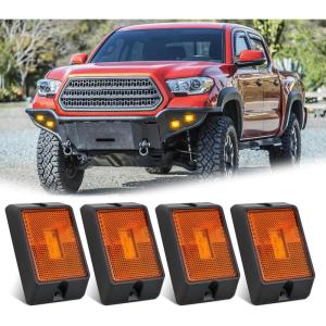 Nilight Side Marker Light 4PCS Square 3LED Amber Front Rear Indicator Clearance Lights Reflective Lens Surface Mounted Waterproof for 12V Truck Trailer Boat RV(Amber 4Pcs)