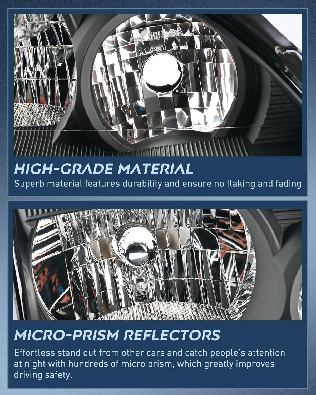image:imageNilight Headlight Assembly Compatible with 2005 2006 2007 Ford Focus Headlamps Replacement Black Housing Clear Reflector and Lens Driver and Passenger SideBlack Housing Clear Reflector