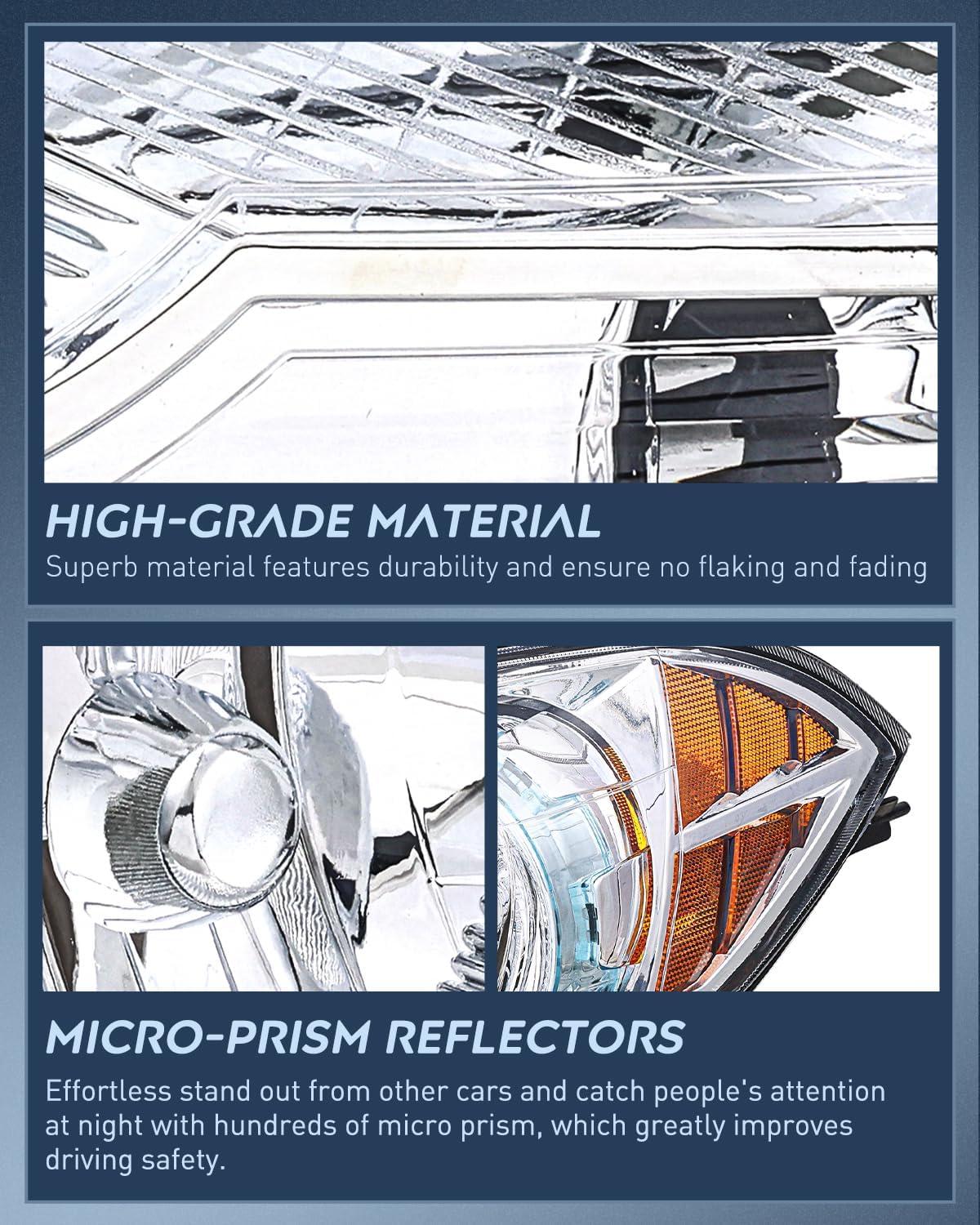 image:imageNilight Headlight Assembly Compatible with 2008 2009 2010 2011 2012 Chevy Malibu 4 Door Halogen Factory Headlamp Chrome Housing Clear Reflector Headlamp Passenger and Driver SideChrome Housing Amber Reflector