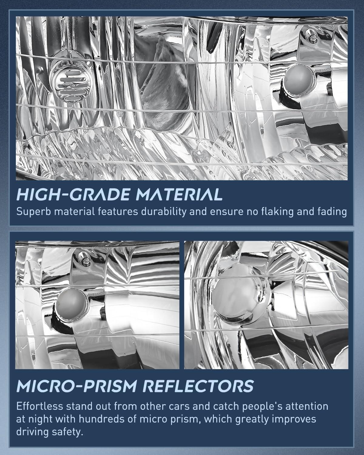 image:imageNilight Headlight Assembly Compatible with 2008 2009 2010 2011 2012 Chevy Malibu 4 Door Halogen Factory Headlamp Chrome Housing Clear Reflector Headlamp Passenger and Driver SideChrome