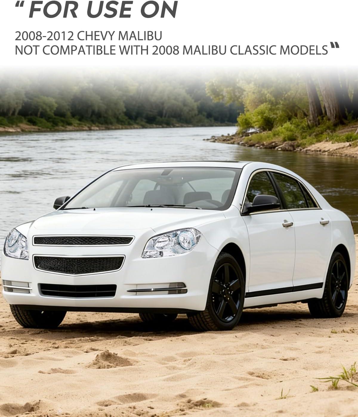 image:imageNilight Headlight Assembly Compatible with 2008 2009 2010 2011 2012 Chevy Malibu 4 Door Halogen Factory Headlamp Chrome Housing Clear Reflector Headlamp Passenger and Driver SideChrome Housing Clear Reflector