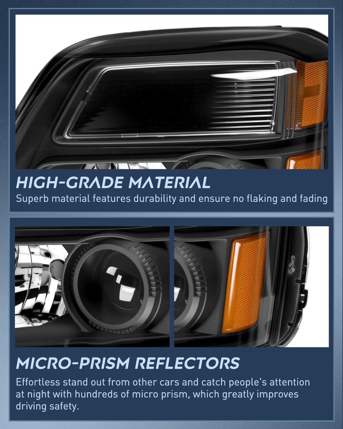 image:imageNilight Headlight Assembly Compatible with 2010 2011 2012 2013 2014 2015 GMC Terrain Halogen Projector OE Style Replacement Headlights Black Housing Amber Reflector Headlamp Passenger and Driver SideBlack Housing Amber Reflector