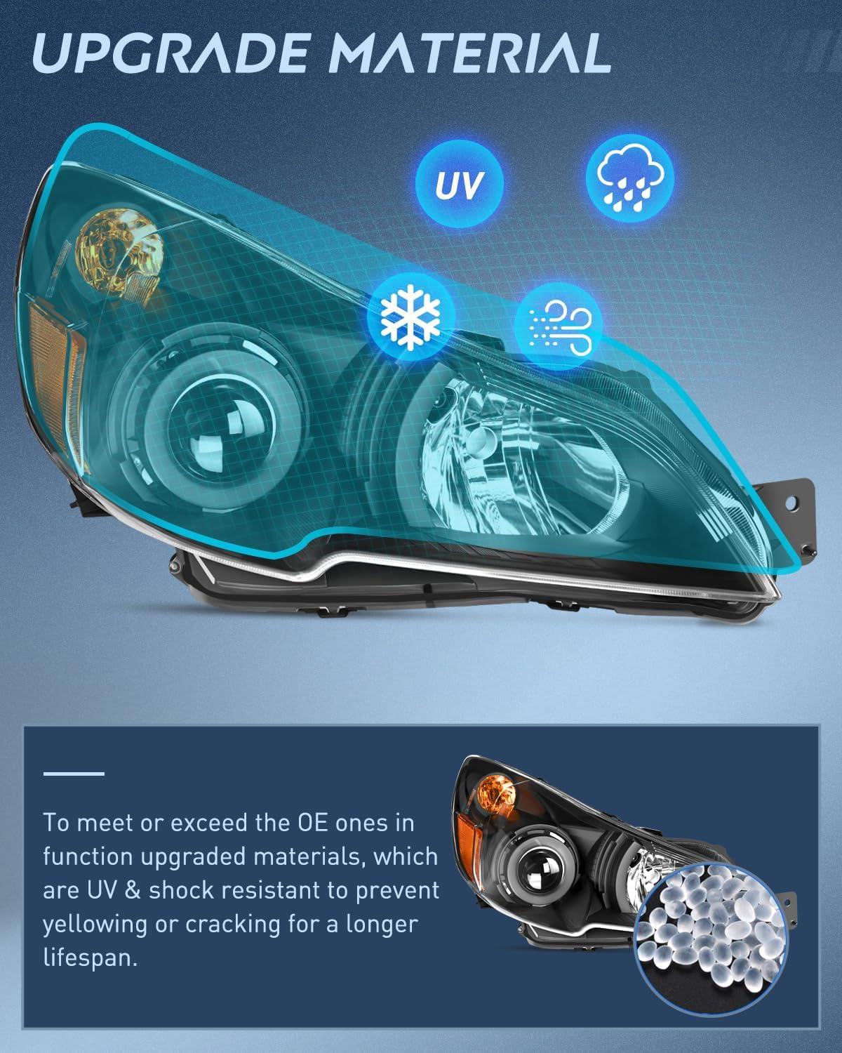 image:imageNilight Headlight Assembly Compatible with 2010 2011 2012 2013 2014 Subaru LegacyOutback Chrome Housing Amber Reflector Clear Lens Headlights Replacement Driver and Passenger SideBlack Housing Amber Reflector