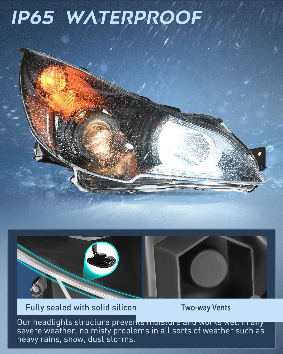 image:imageNilight Headlight Assembly Compatible with 2010 2011 2012 2013 2014 Subaru LegacyOutback Chrome Housing Amber Reflector Clear Lens Headlights Replacement Driver and Passenger SideBlack Housing Amber Reflector