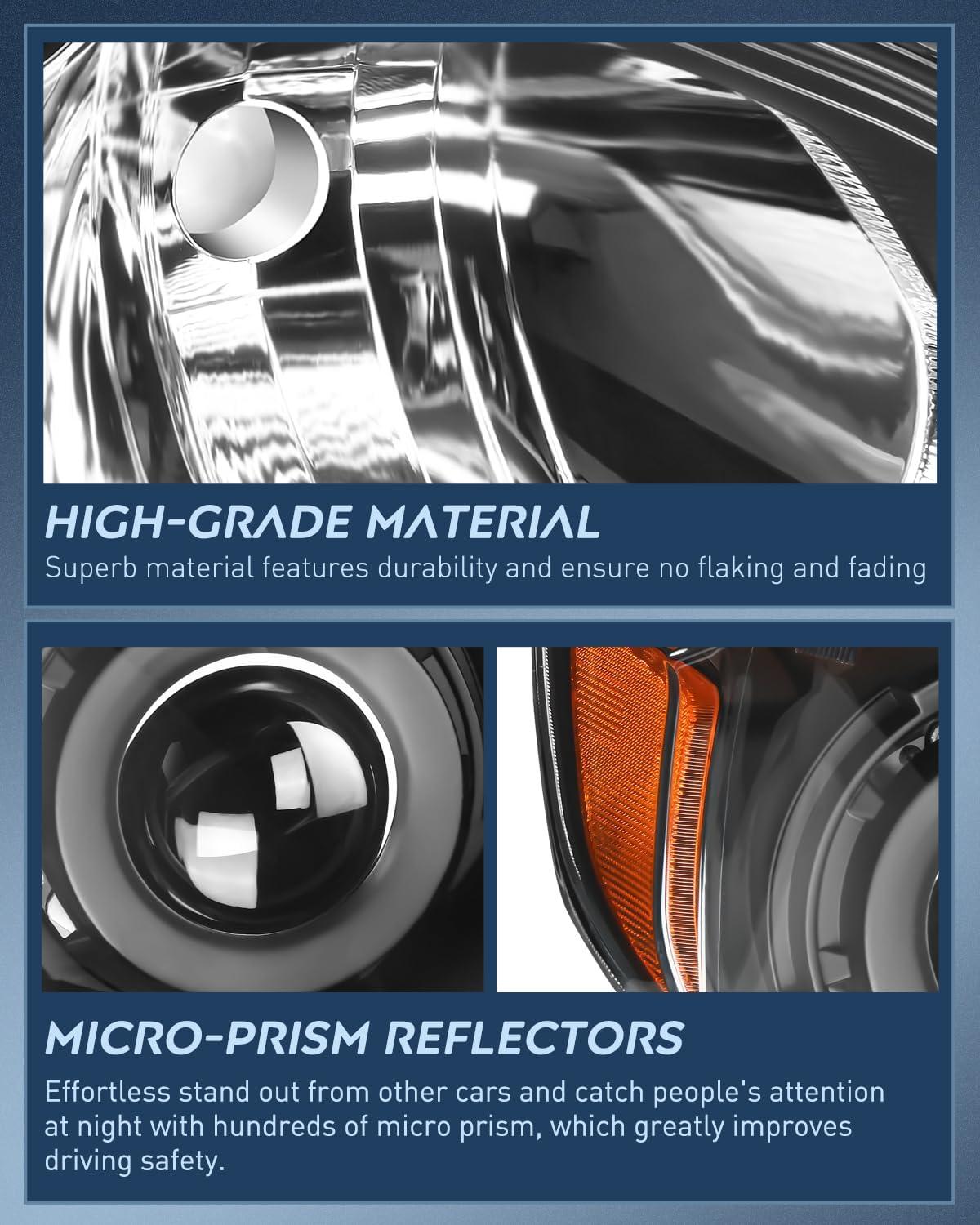 image:imageNilight Headlight Assembly Compatible with 2010 2011 2012 2013 2014 Subaru LegacyOutback Chrome Housing Amber Reflector Clear Lens Headlights Replacement Driver and Passenger SideBlack Housing Amber Reflector