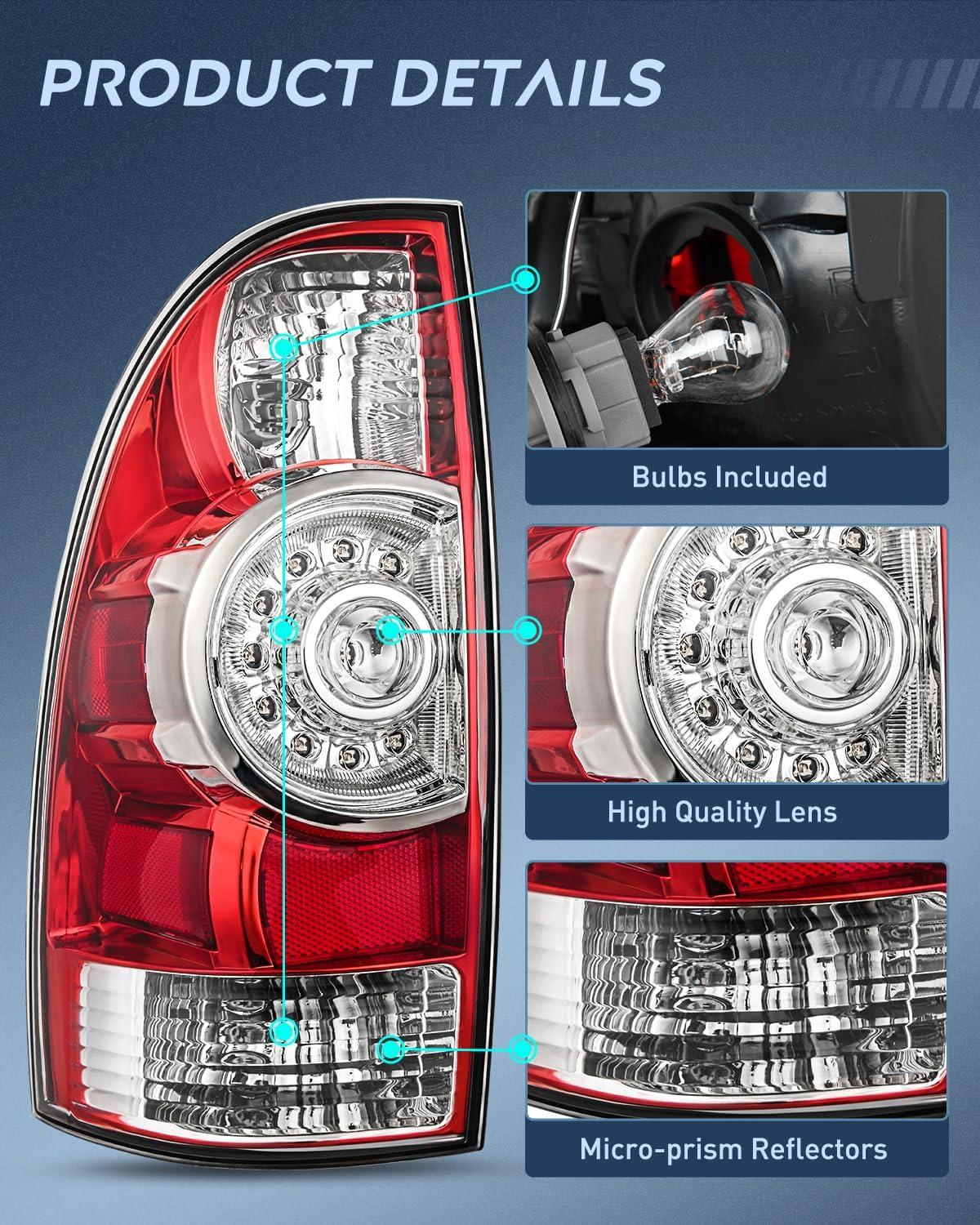 image:imageNilight Headlight Assembly Compatible with 2012 2013 2014 2015 Toyota Tacoma Pickup Truck Replacement Headlamp Chrome Housing Amber Reflector Driver and Passenger SideRedDriver Side