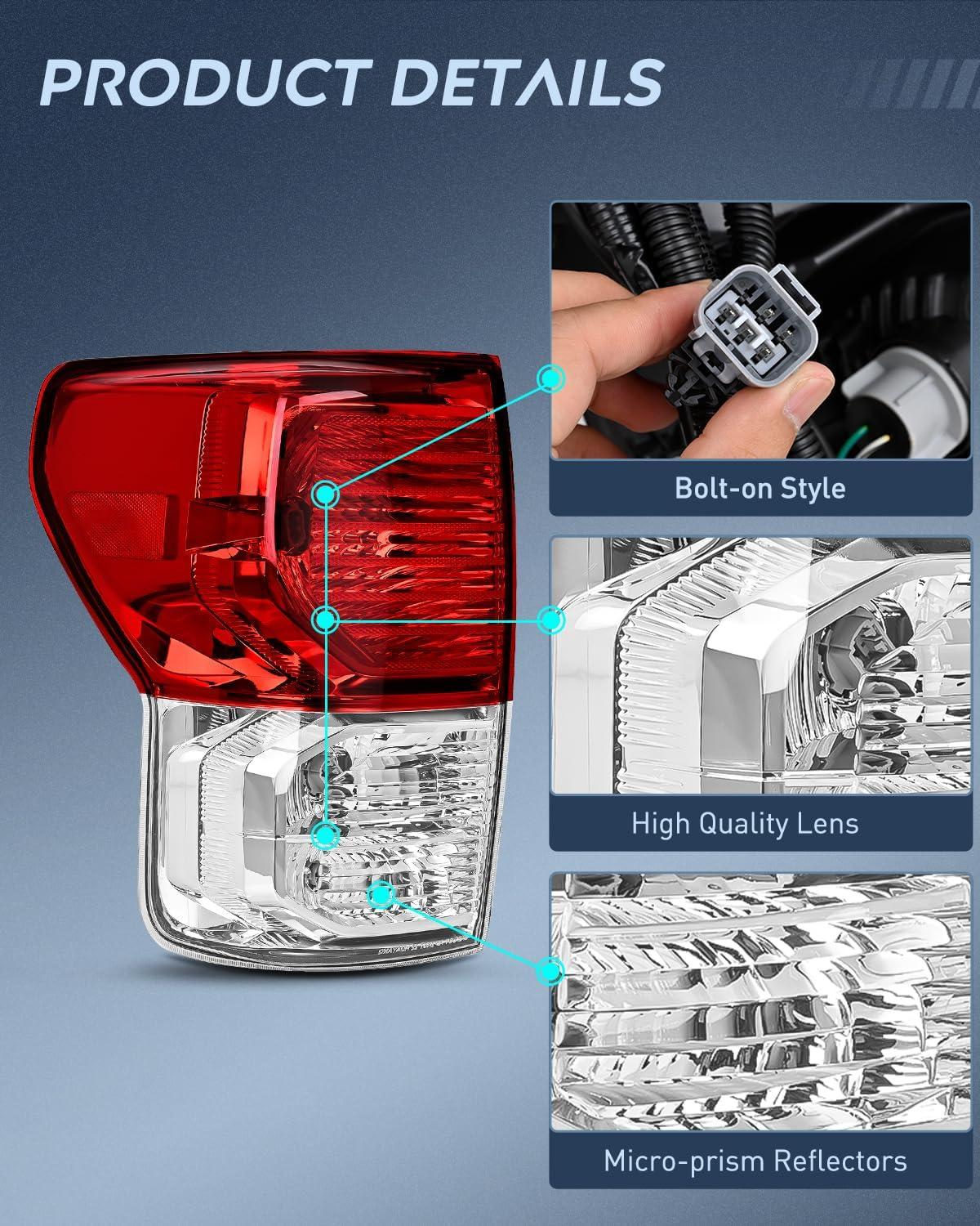 image:imageNilight Headlight Assembly for 2007 2008 2009 2010 2011 2012 2013 Toyota Tundra 20082017 Sequoia Headlamps Replacement Chrome Housing Amber Reflector Driver and Passenger SideRight Passenger Side