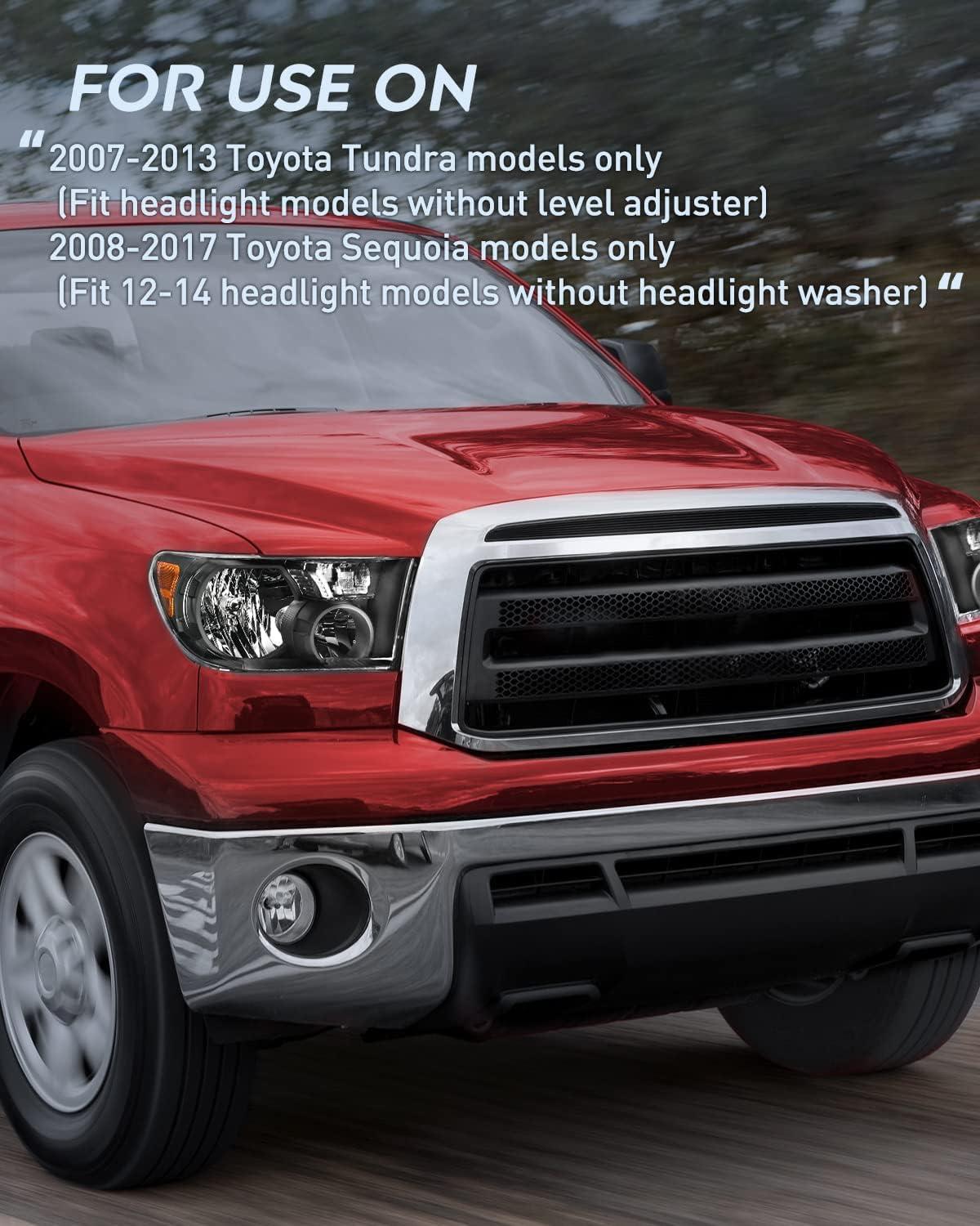 image:imageNilight Headlight Assembly for 2007 2008 2009 2010 2011 2012 2013 Toyota Tundra 20082017 Sequoia Headlamps Replacement Chrome Housing Amber Reflector Driver and Passenger SideBlack Housing Amber Reflector