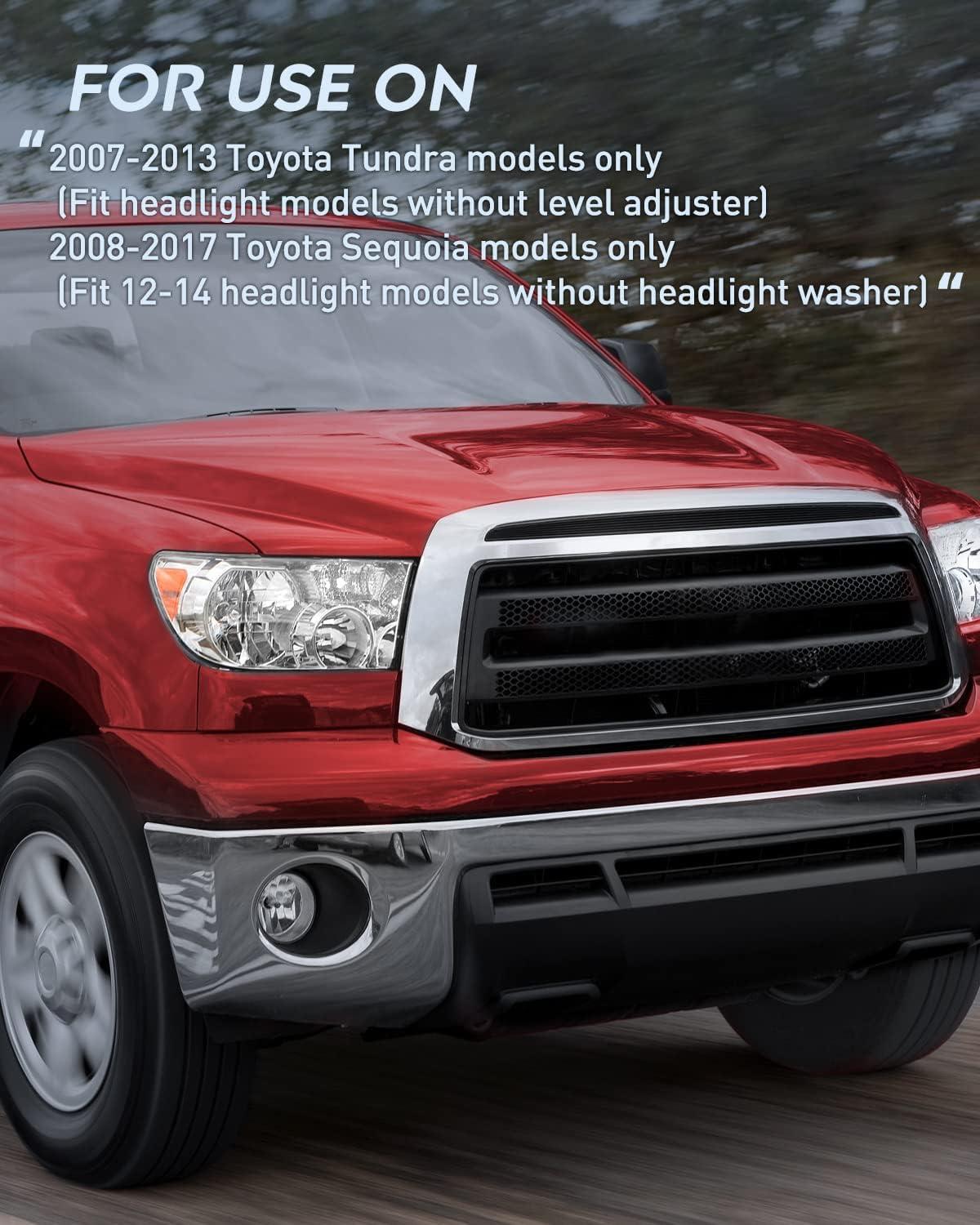 image:imageNilight Headlight Assembly for 2007 2008 2009 2010 2011 2012 2013 Toyota Tundra 20082017 Sequoia Headlamps Replacement Chrome Housing Amber Reflector Driver and Passenger SideChrome Housing Amber Reflector